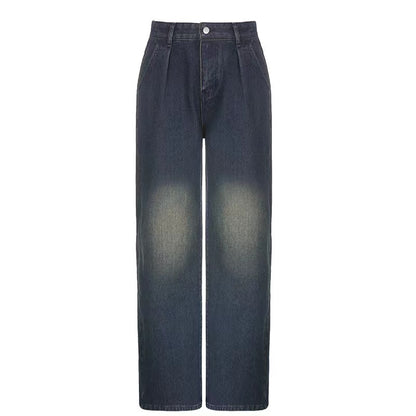 Washed Casual Loose Retro Blue Jeans