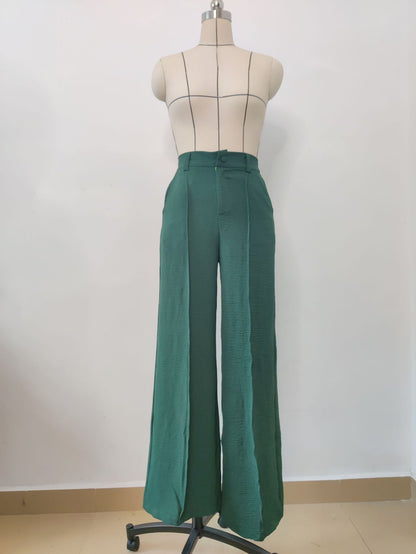 Elevate Your Casual Chic with Solid Color Loose Pleated Wide-leg Pants