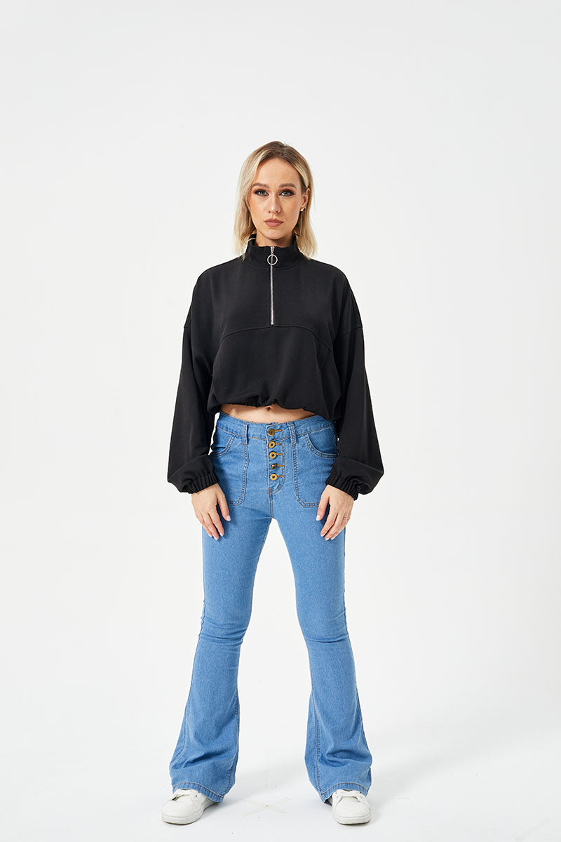 Elevate Your Casual Wardrobe with Our Women's Loose Casual Half Zipper Sweatshirt