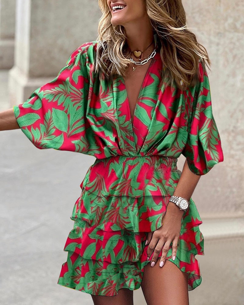 Elevate Your Style with the Sleeve V Neck Hem Irregular Hem Dress for Women