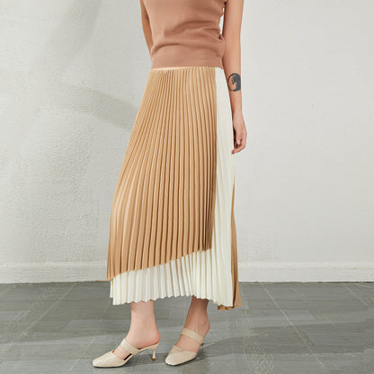 Women's Summer High Waist Irregular Color Matching Chiffon Skirt