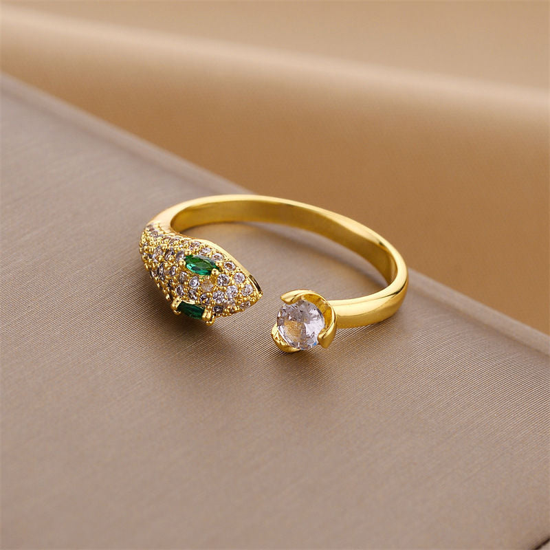Micro Inlaid Zircon Snake Ring For Women