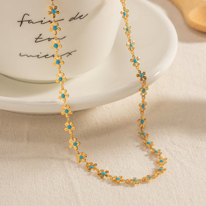National Style Pastoral Oil-spot Glaze Flowers Necklace Bracelet Jewelry