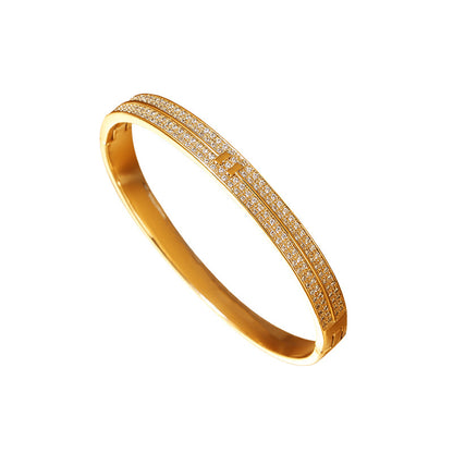 Gold Plated Inlaid Zirconium Bracelet Simple Personality Hands