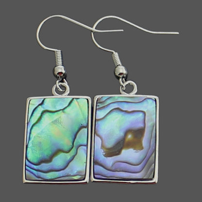 Natural Abalone Colorful Shell Rectangular Edging Ethnic Style Jewelry Earrings