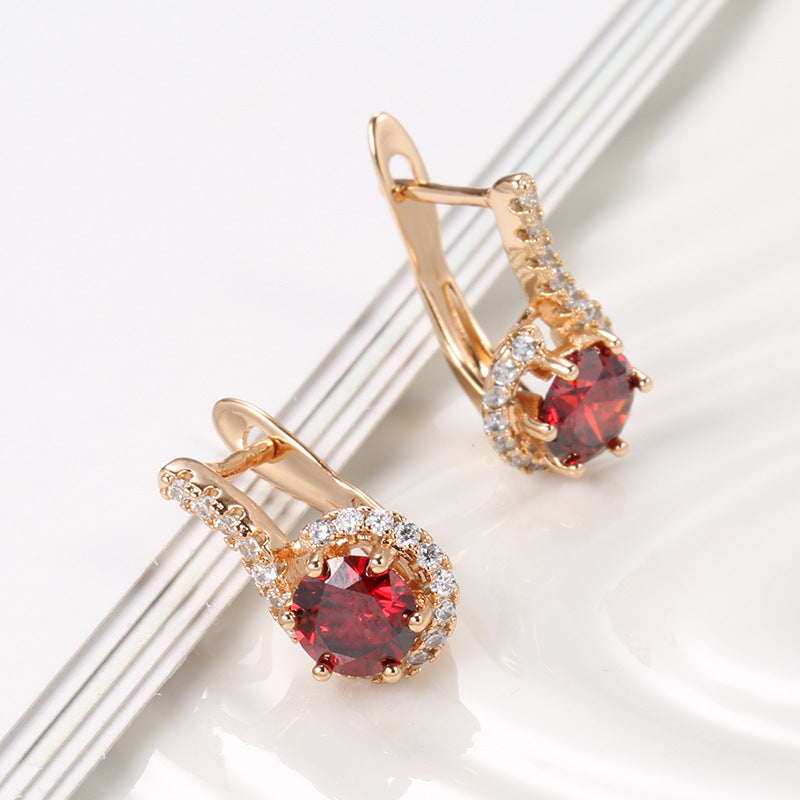 Exquisite Six-Claw Pigeon Blood Red Zircon Earrings