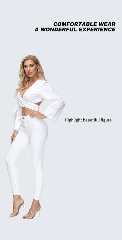 Women's White Ankle Tight High Waist Skinny Jeans