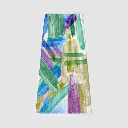 Printed High Waist Slit A- Line Skirt
