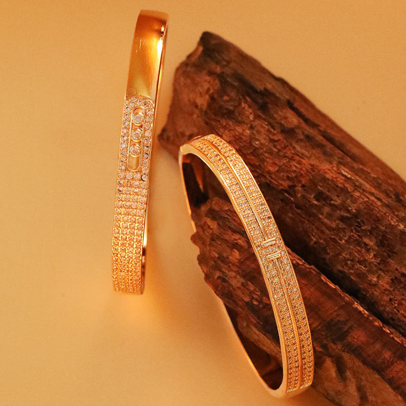 Gold Plated Inlaid Zirconium Bracelet Simple Personality Hands