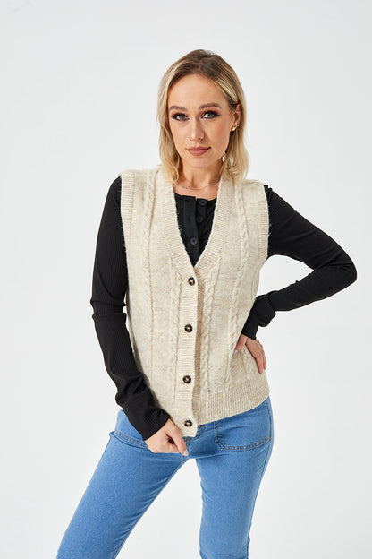 Unveiling Elegance: Women's Loose Casual Button-Up Sweater Vest