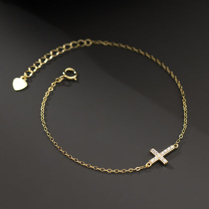 Cross Bracelet Women's Sterling Silver Fine Diamond Light Luxury Design Simple Niche