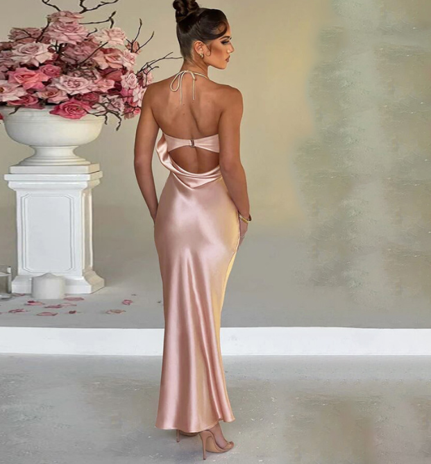 Unleash Your Allure with the Hanging Neck Sexy Open Back Dress