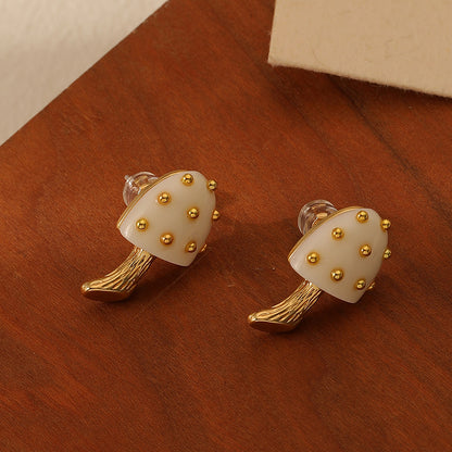 Retro Mushroom Stud Earrings Niche Design