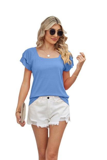 Timeless Chic: Women's Solid Color Square Collar Loose Top