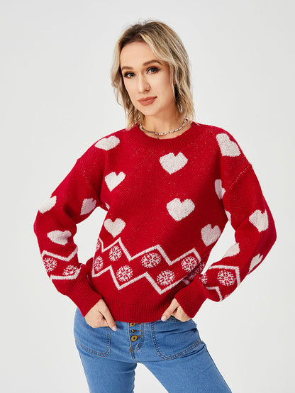 Embrace Cozy Elegance: Women's Loose Casual Cozy Heart Sweater