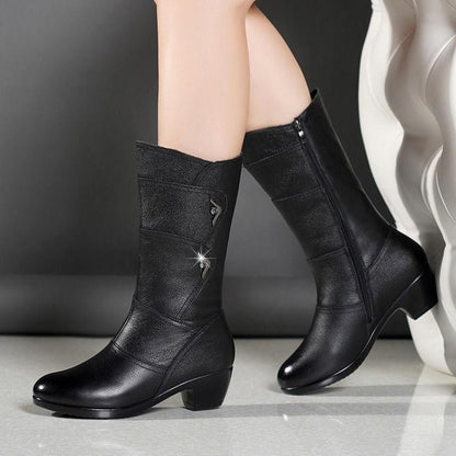 Women's Fashion Velvet Padded Warm Round Head Upper-wrapping Boots