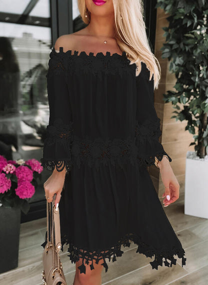 Elevate Your Summer Style with the New European And American Tube Top Off Shoulder Lace Dress