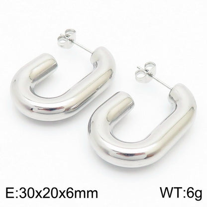 Titanium Steel U-shaped Glossy Ear Clip Plated 18K Hollow Earrings