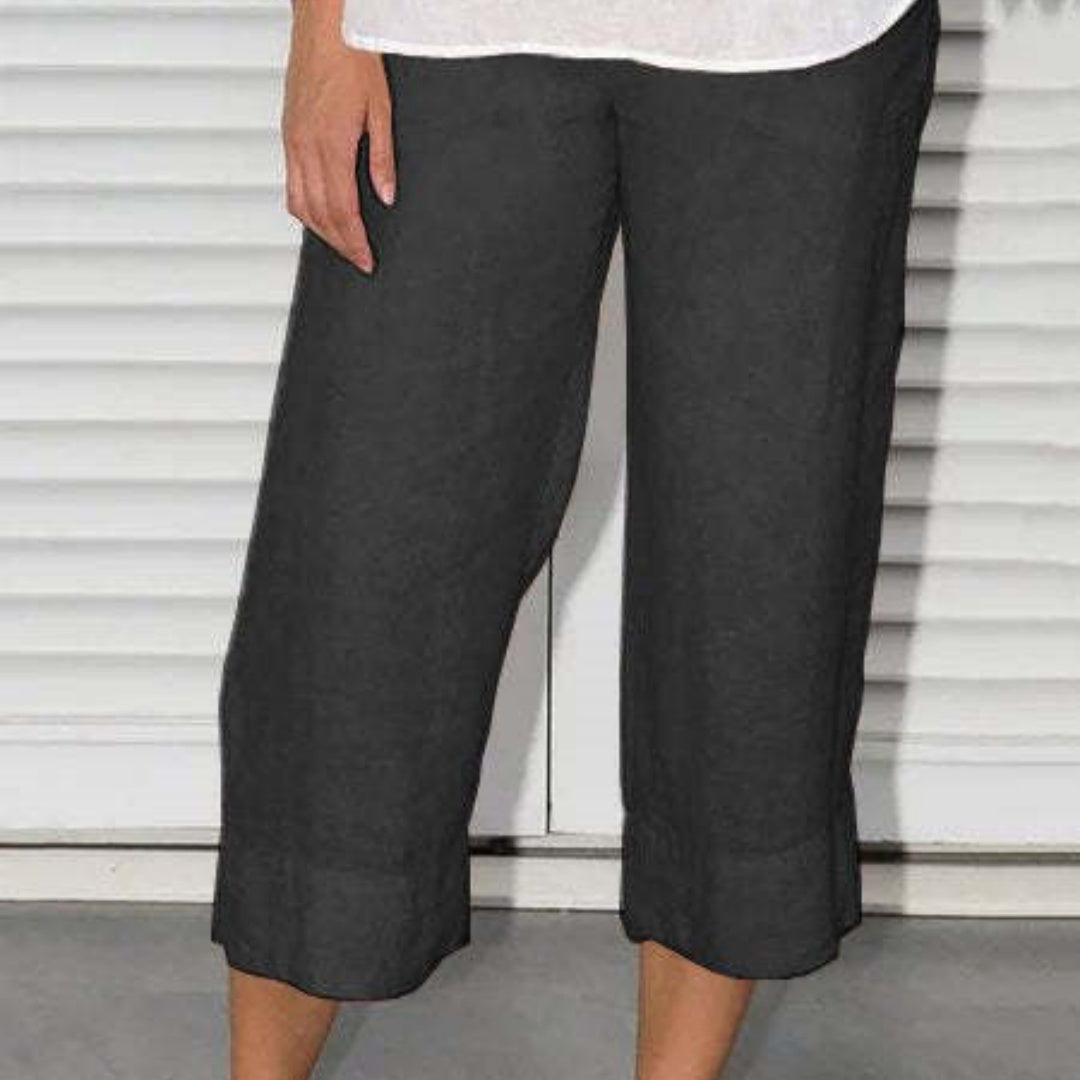 Solid Color Cotton And Linen Women's Simple Loose Casual Cropped Pants