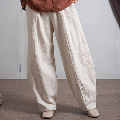 Women's Simple Casual Cotton Linen Harem Wide-leg Trousers