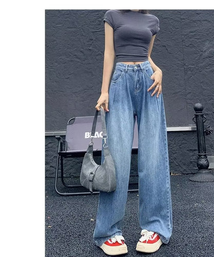 Plus Size High Waist Straight Jeans For Women