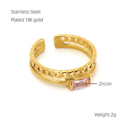 Women's Fashion Temperament Stainless Steel Diamond Ring