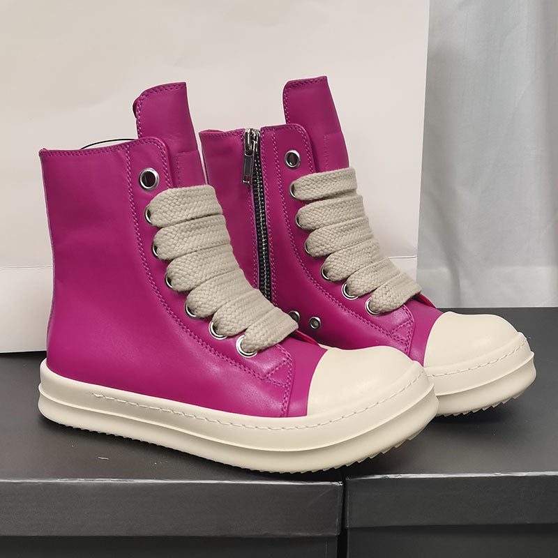 High-top Leather Shoes Sneakers for Sports and Casual Wear