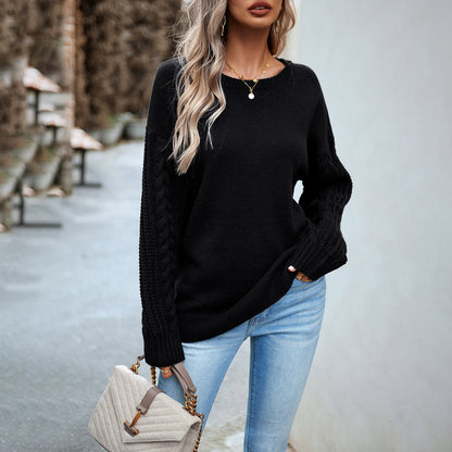 Elevate Your Wardrobe: Women's Fashionable Simple Round Neck Sweater