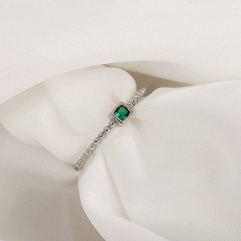 S925 Sterling Silver Classic Green Zirconium Diamond Micro-inlaid Ring