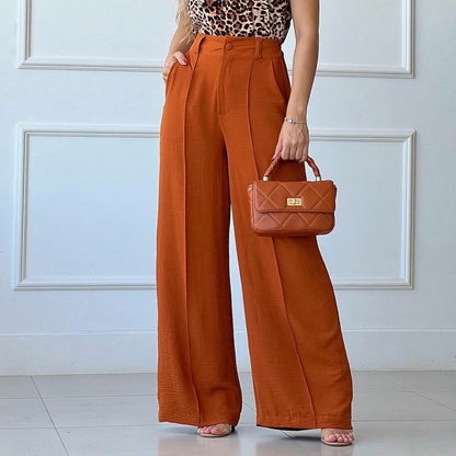 Elevate Your Casual Chic with Solid Color Loose Pleated Wide-leg Pants