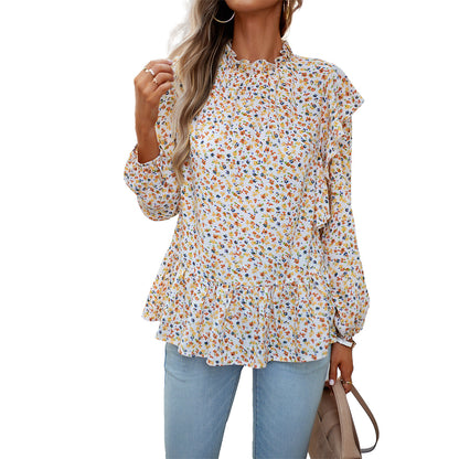Elevate Your Style with the Simple Round Neck Floral Shirt Top