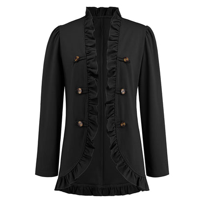 Elegance in Layers: Women's Ruffled Cardigan Button Jacket