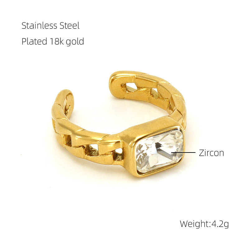 Women's Fashion Temperament Stainless Steel Diamond Ring