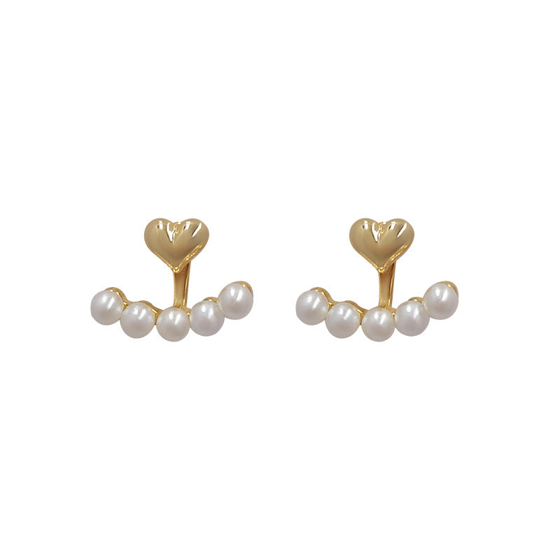 Silver Needle Small Pearl Stud Earrings Female Design