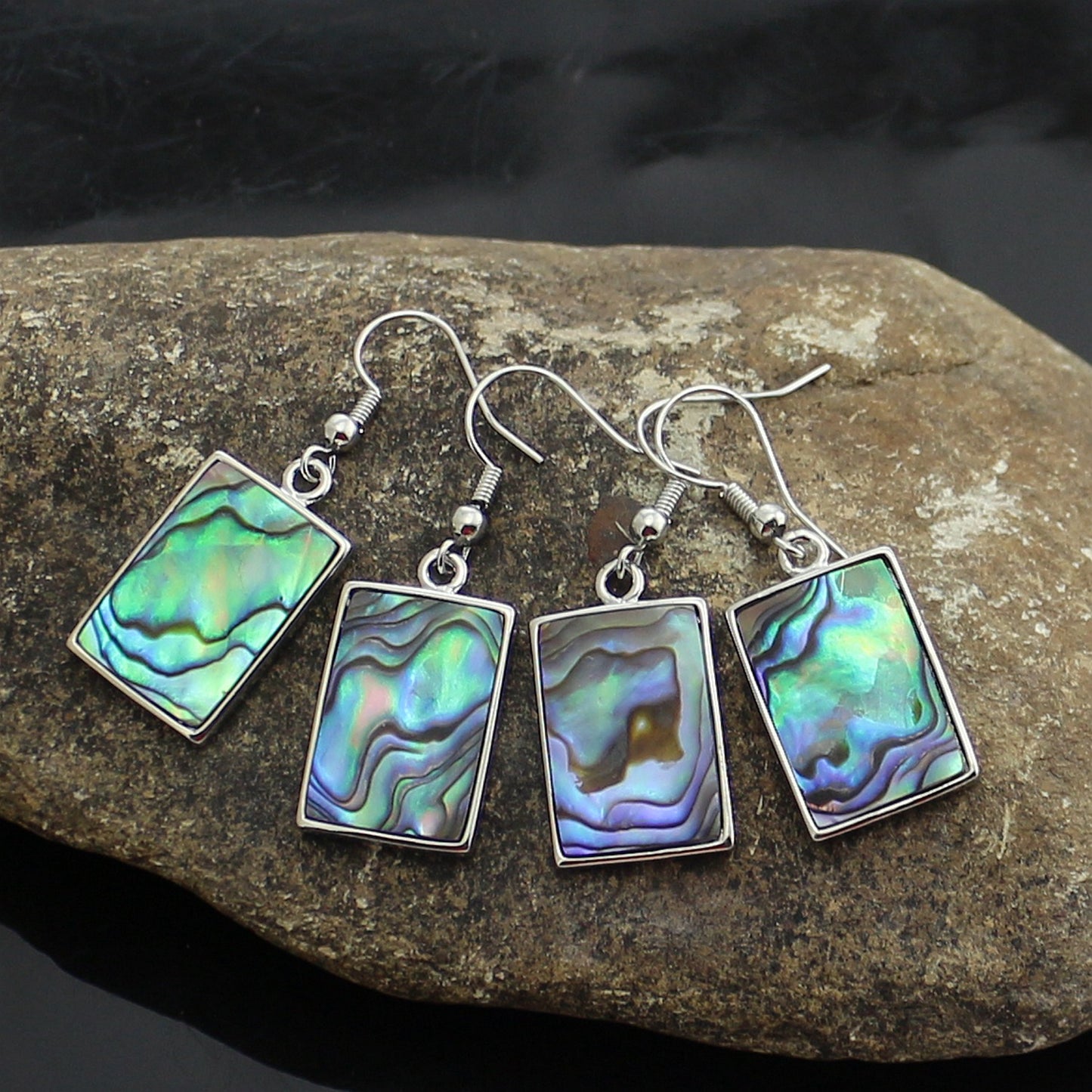 Natural Abalone Colorful Shell Rectangular Edging Ethnic Style Jewelry Earrings
