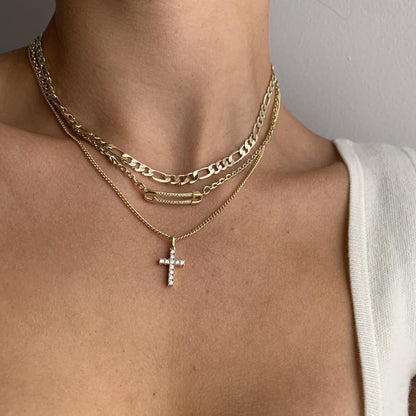 New Fashion Simple Personality All-match Clipped Button Cross Necklace
