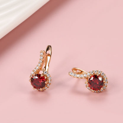 Exquisite Six-Claw Pigeon Blood Red Zircon Earrings