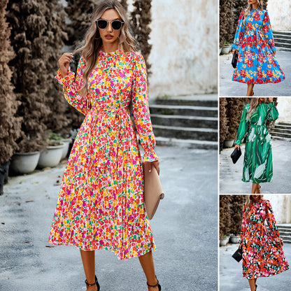 Elevate Your Style with the Fashionable Round Neck Printed Dress