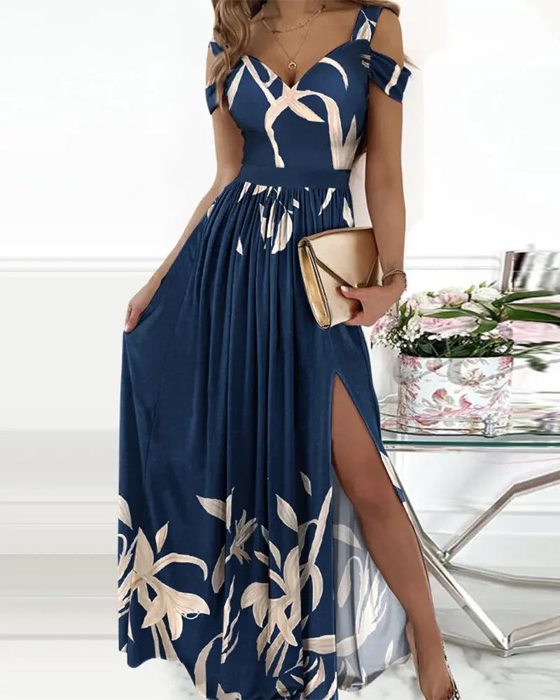 Elegance Personified: Long Floor-Length Greek Style Pleated Dress