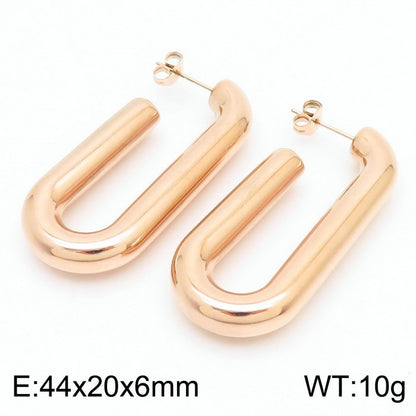 Titanium Steel U-shaped Glossy Ear Clip Plated 18K Hollow Earrings