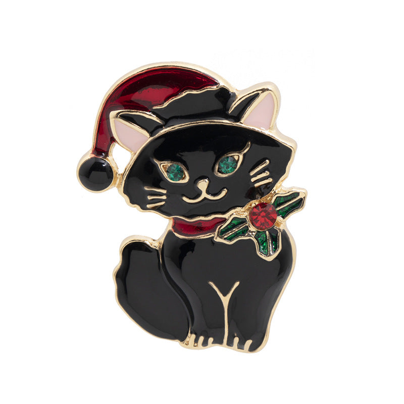 Cute Cat Christmas Hat Corsage Fashion Brooch