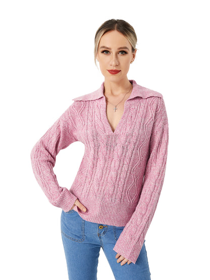 Cozy Up in Style: Women's Warm Casual Lapel Sweater