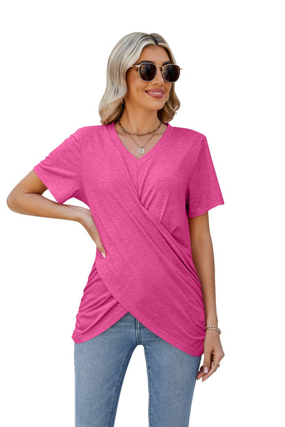 Effortless Elegance: Summer Twisted Top V-neck Short-sleeved T-shirt