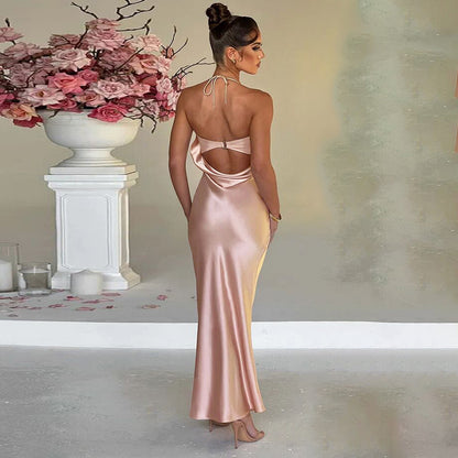 Unleash Your Allure with the Hanging Neck Sexy Open Back Dress