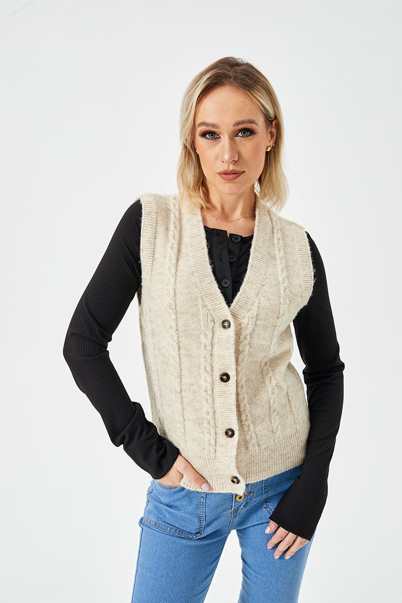 Unveiling Elegance: Women's Loose Casual Button-Up Sweater Vest