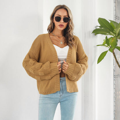 Elegance Meets Comfort: Puff Sleeve Cardigan Sweater for Women