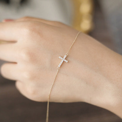 Cross Bracelet Women's Sterling Silver Fine Diamond Light Luxury Design Simple Niche