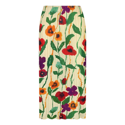 Printed High Waist Slit A- Line Skirt
