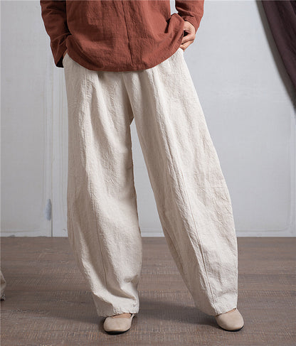 Women's Simple Casual Cotton Linen Harem Wide-leg Trousers