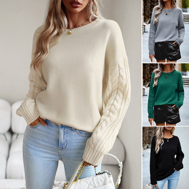 Elevate Your Wardrobe: Women's Fashionable Simple Round Neck Sweater